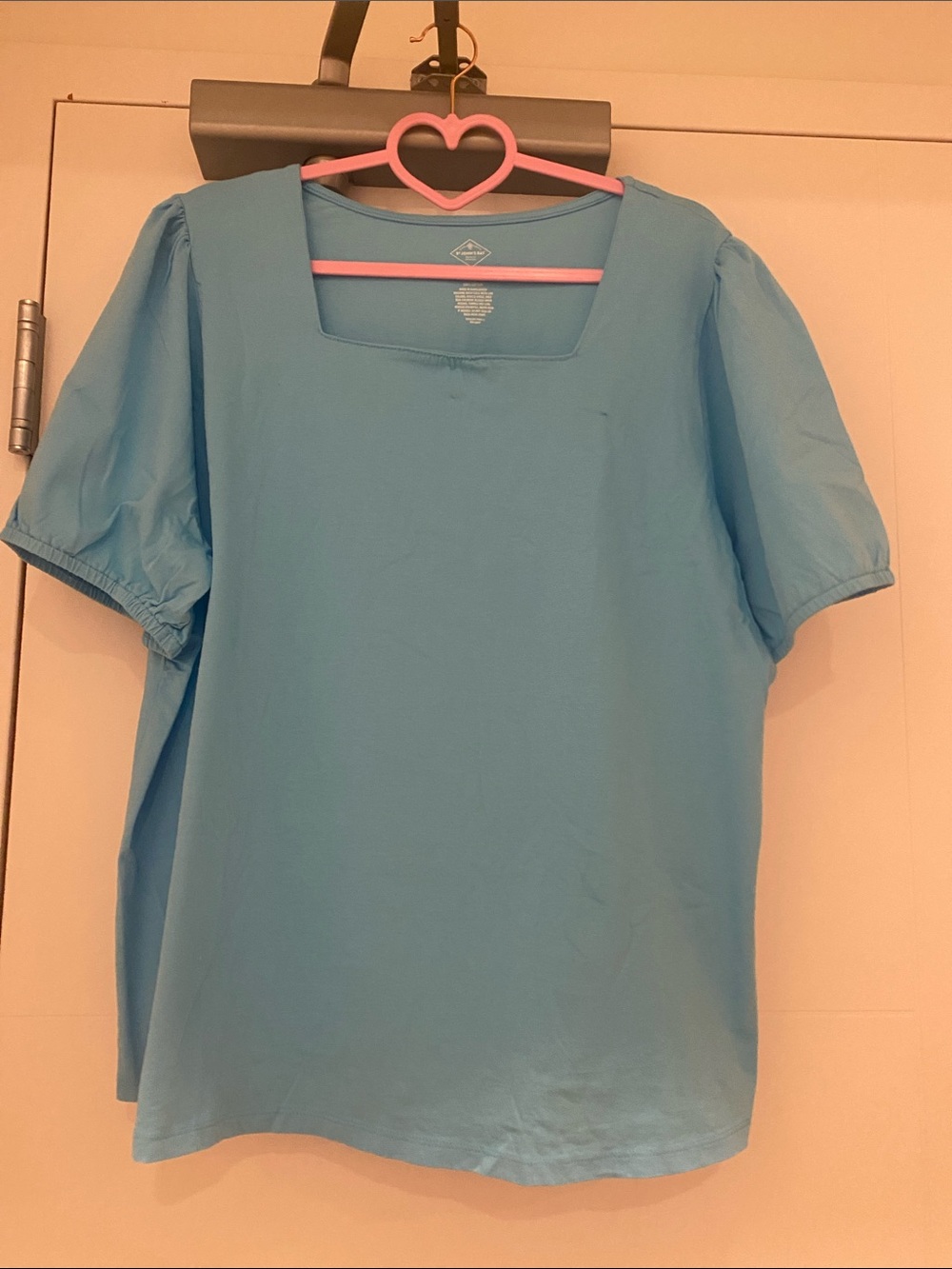 💕Light Blue Square Neck Puff Sleeve Women's Top💕